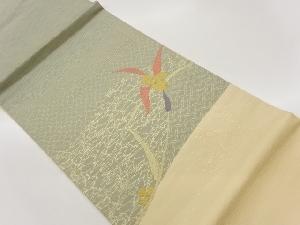 花葉模様織出し開き名古屋帯（額縁仕立て）